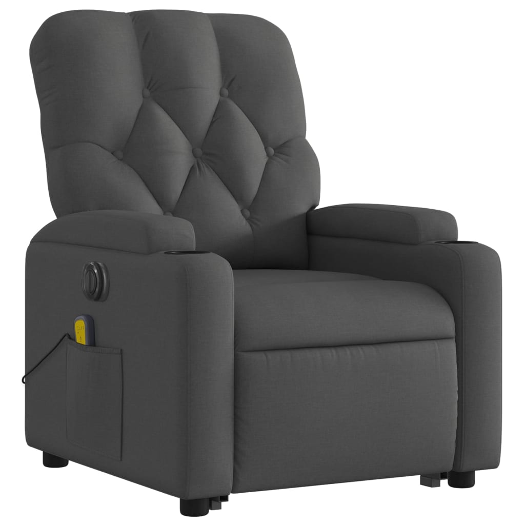 Fauteuil inclinable de massage électrique Gris foncé Tissu - XIOS