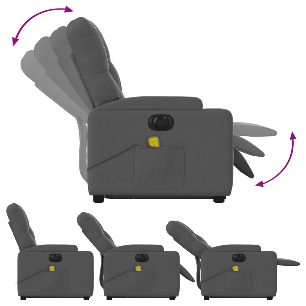 Fauteuil inclinable de massage électrique Gris foncé Tissu - XIOS