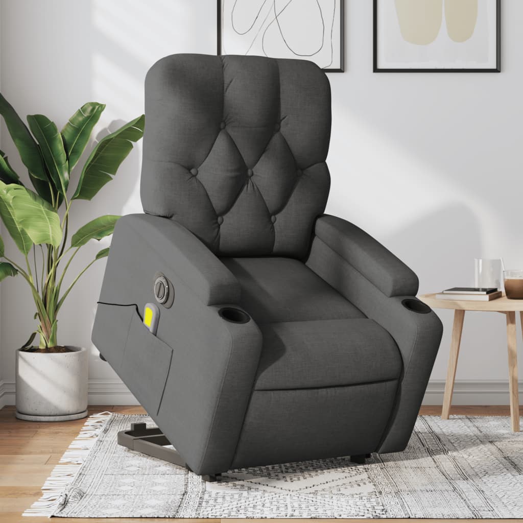 Fauteuil inclinable de massage électrique Gris foncé Tissu - XIOS