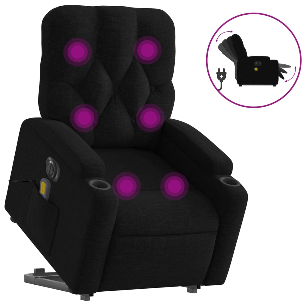 Fauteuil inclinable de massage électrique Noir Tissu - XIOS