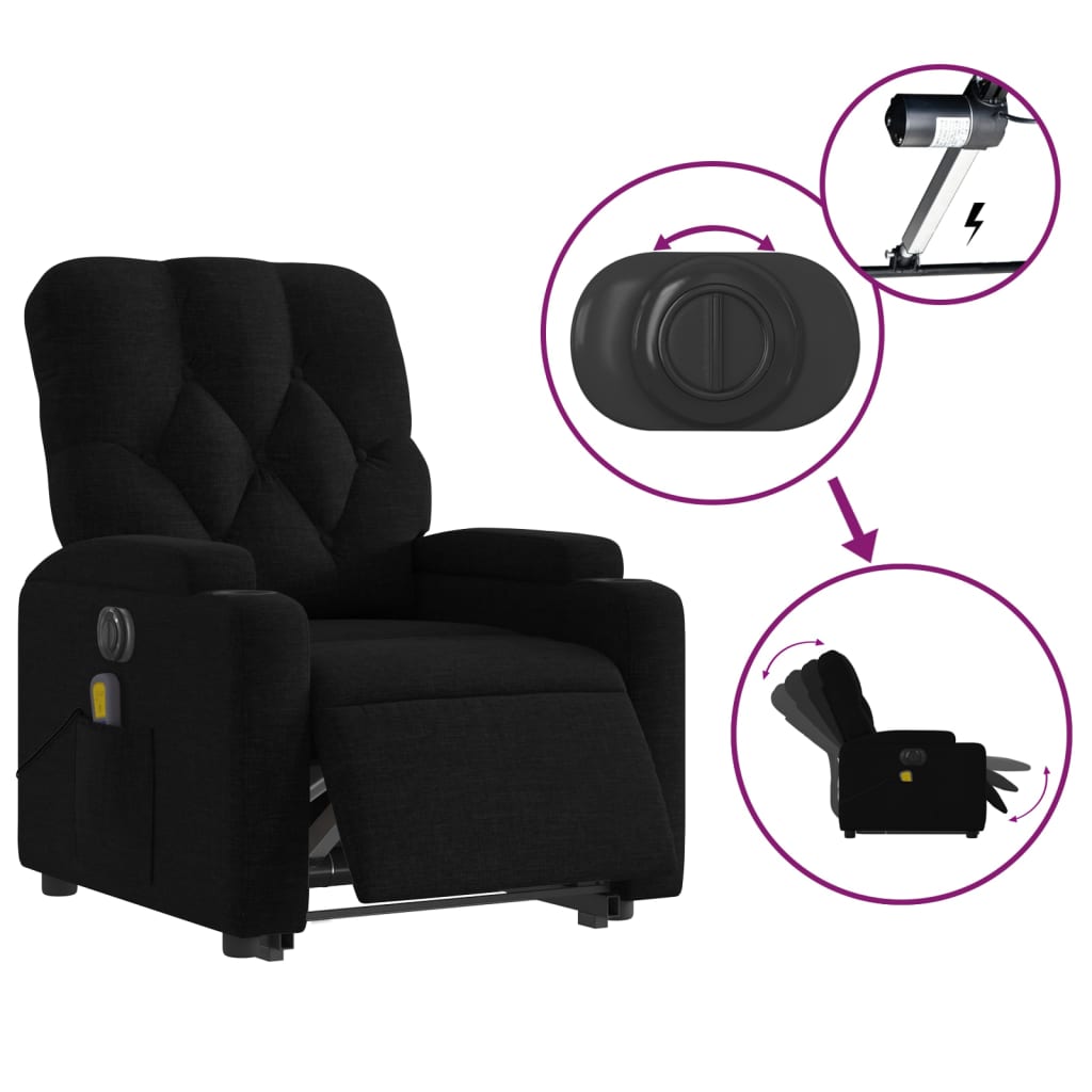 Fauteuil inclinable de massage électrique Noir Tissu - XIOS