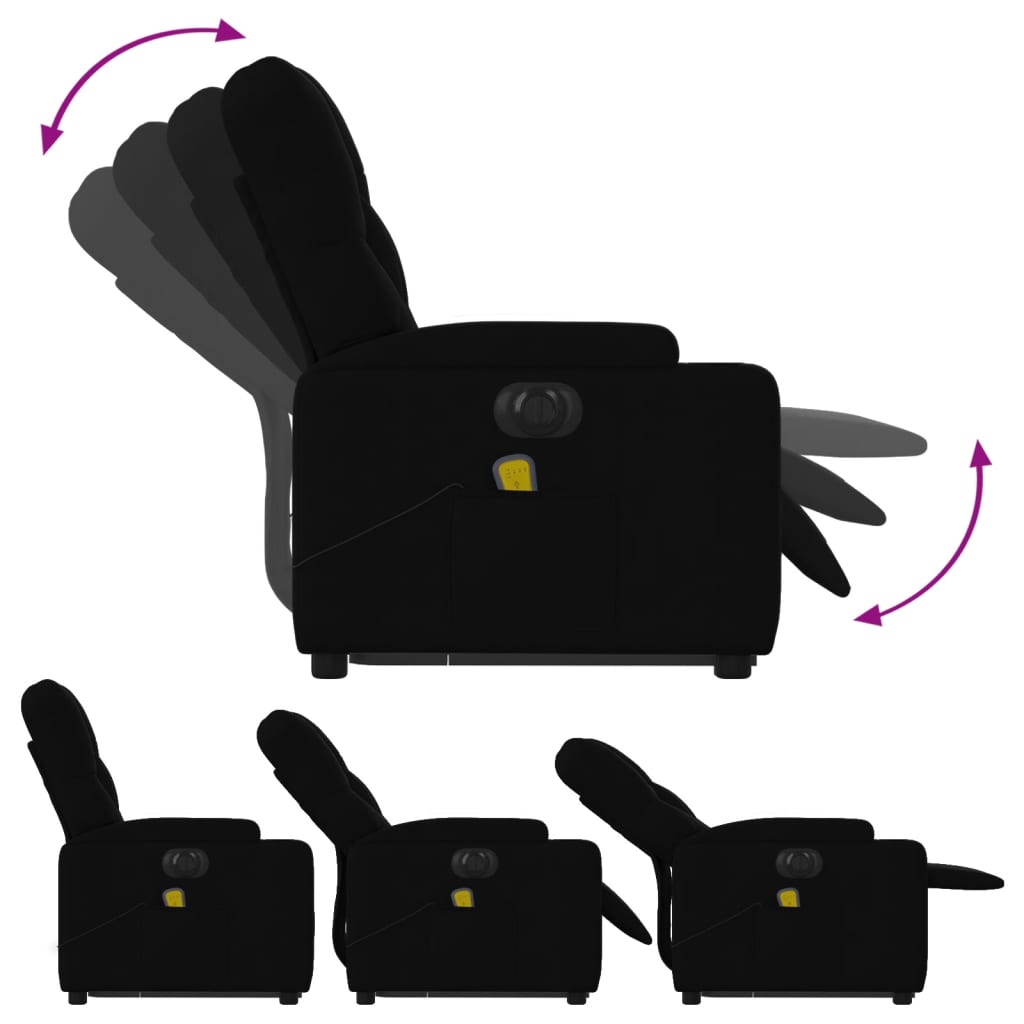 Fauteuil inclinable de massage électrique Noir Tissu