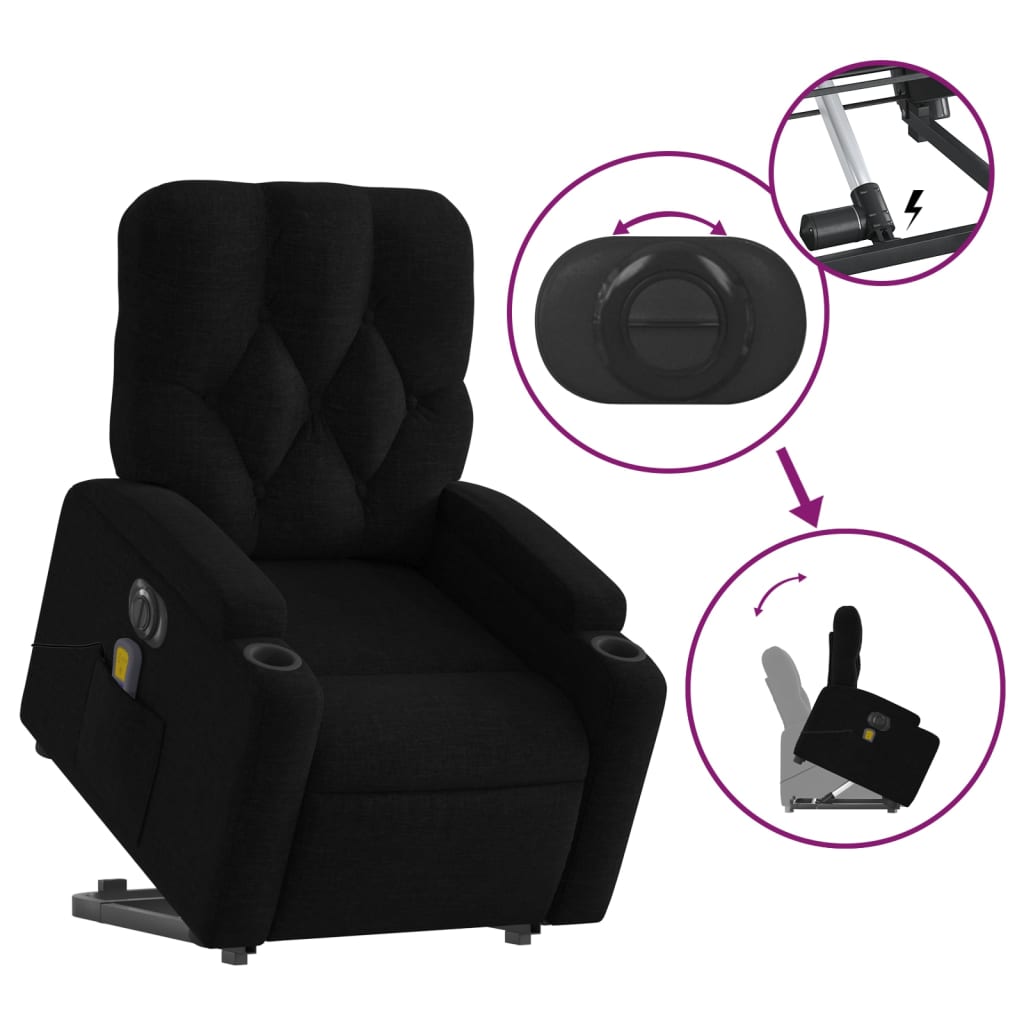 Fauteuil inclinable de massage électrique Noir Tissu - XIOS