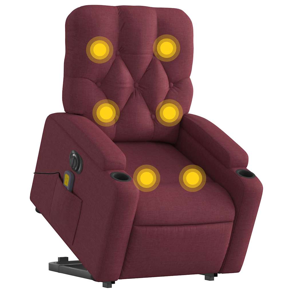 Fauteuil inclinable de massage électrique Rouge bordeaux Tissu