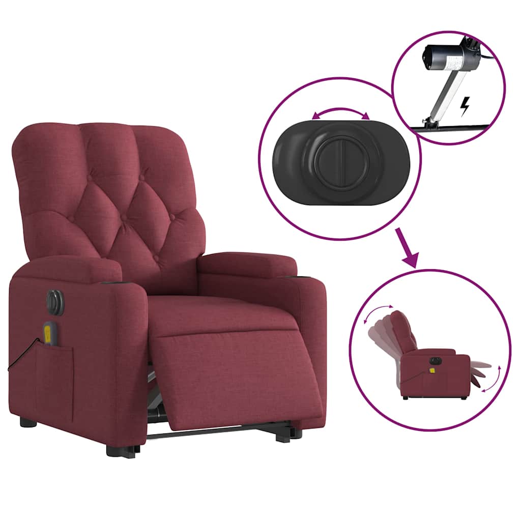 Fauteuil inclinable de massage électrique Rouge bordeaux Tissu - XIOS