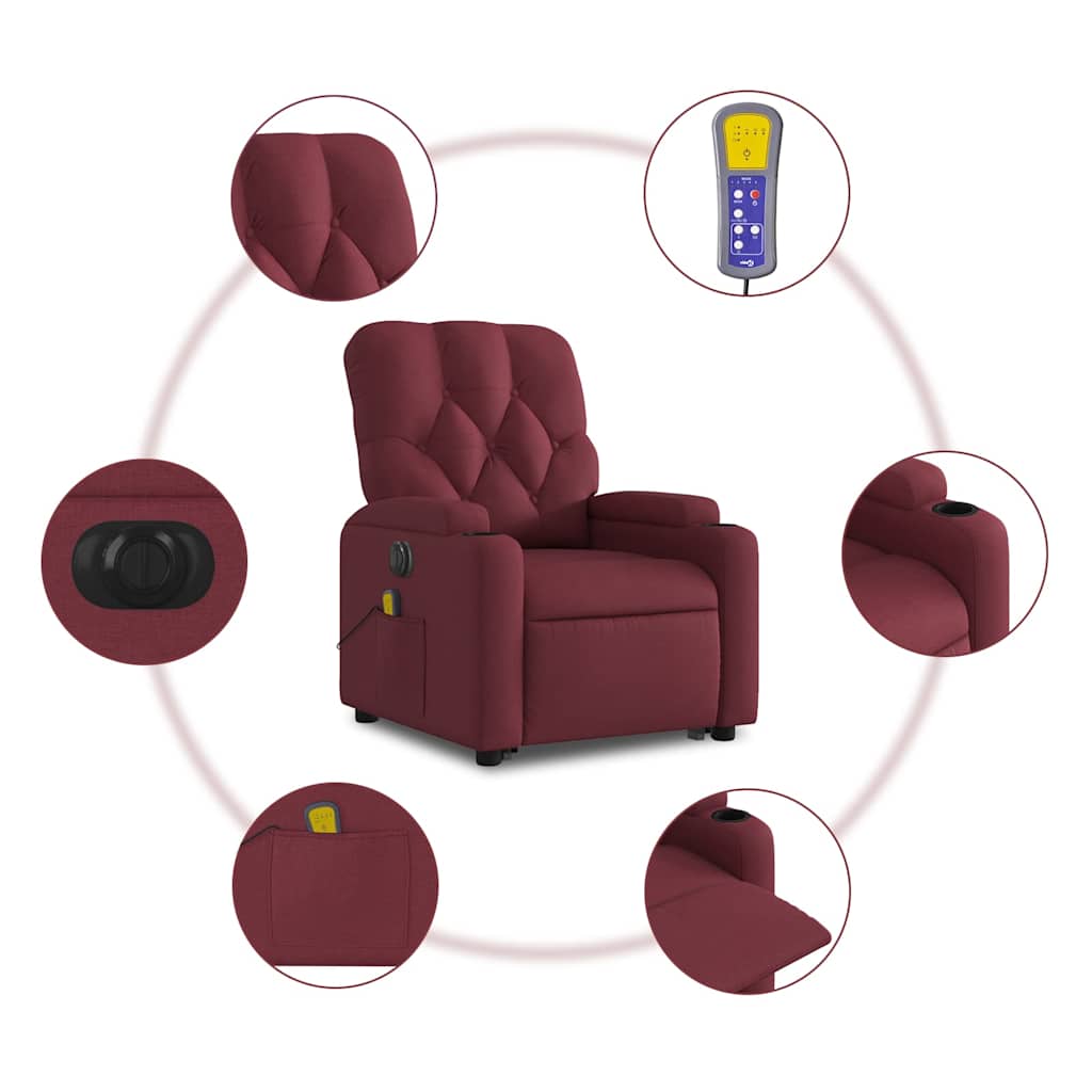 Fauteuil inclinable de massage électrique Rouge bordeaux Tissu - XIOS