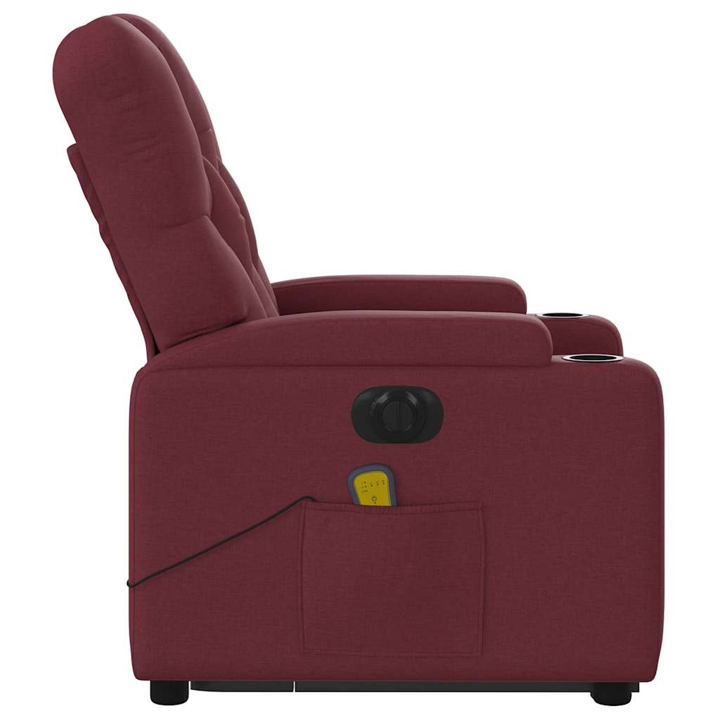 Fauteuil inclinable de massage électrique Rouge bordeaux Tissu