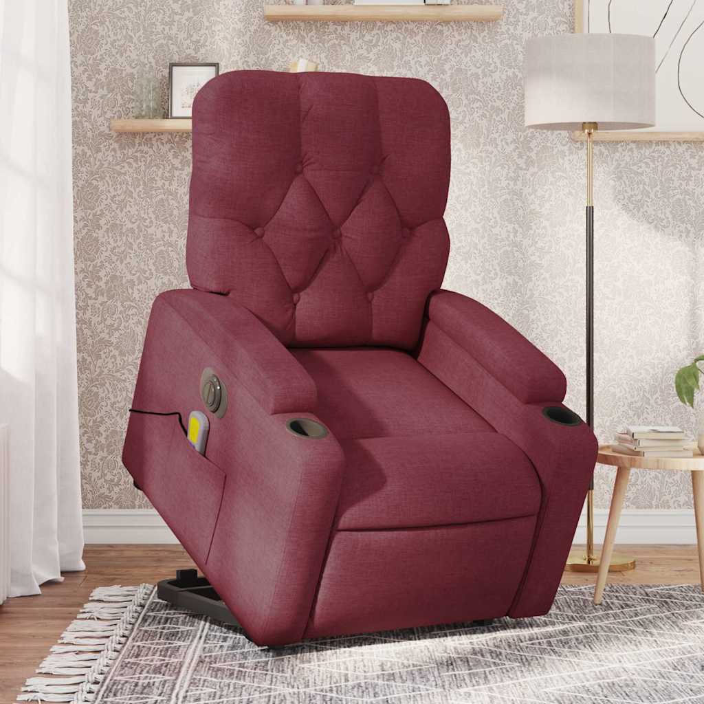 Fauteuil inclinable de massage électrique Rouge bordeaux Tissu - XIOS
