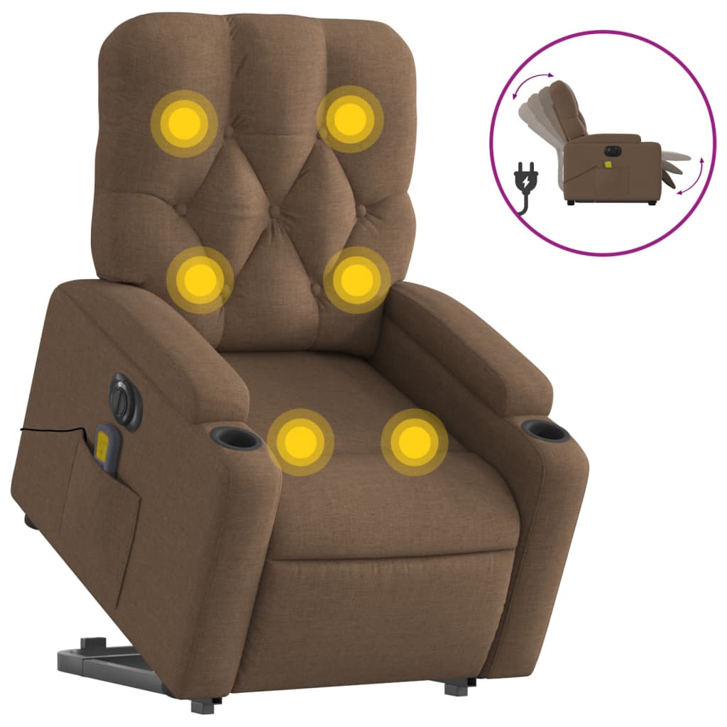Fauteuil inclinable de massage électrique Marron Tissu - XIOS