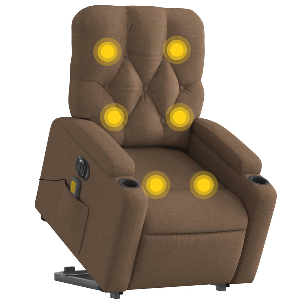 Fauteuil inclinable de massage électrique Marron Tissu