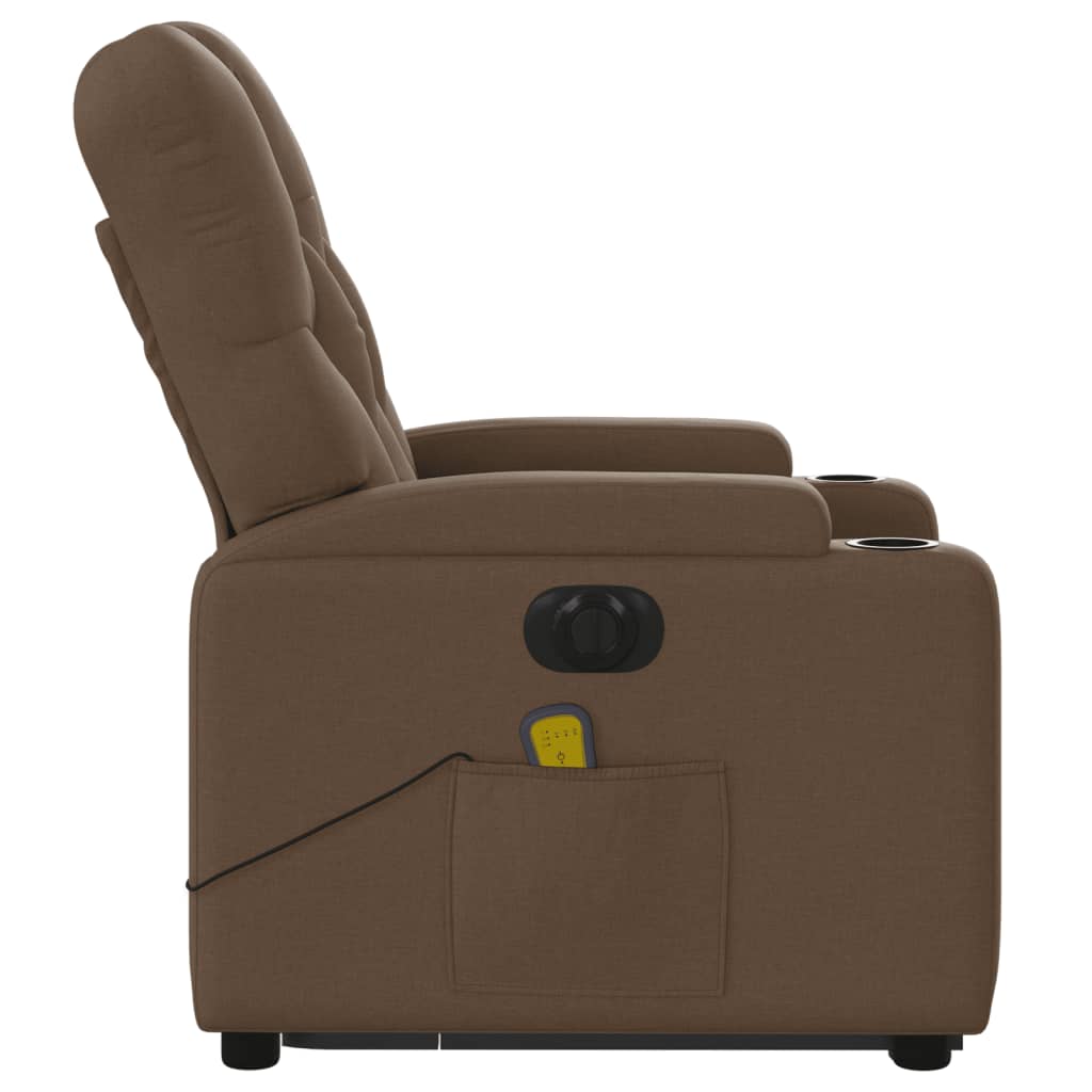 Fauteuil inclinable de massage électrique Marron Tissu