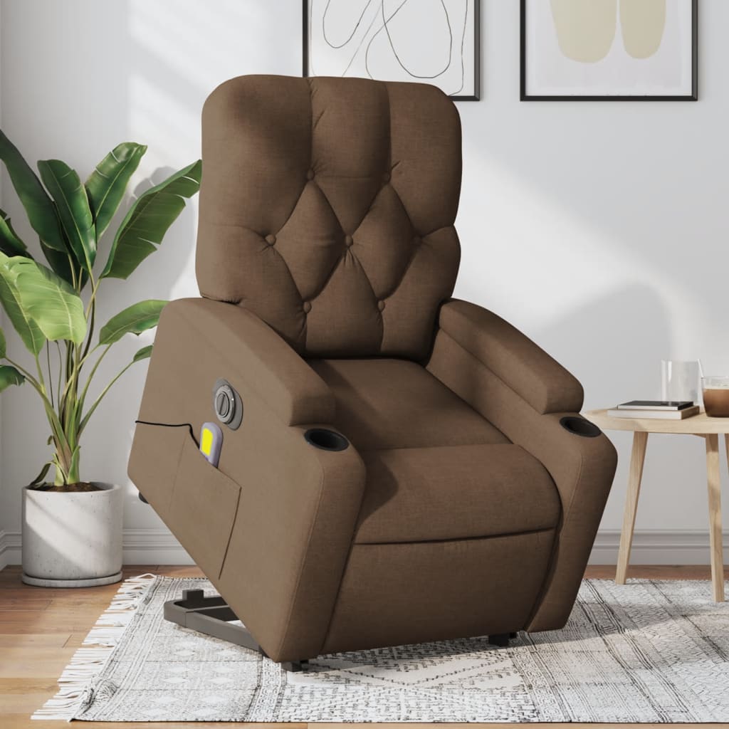 Fauteuil inclinable de massage électrique Marron Tissu - XIOS