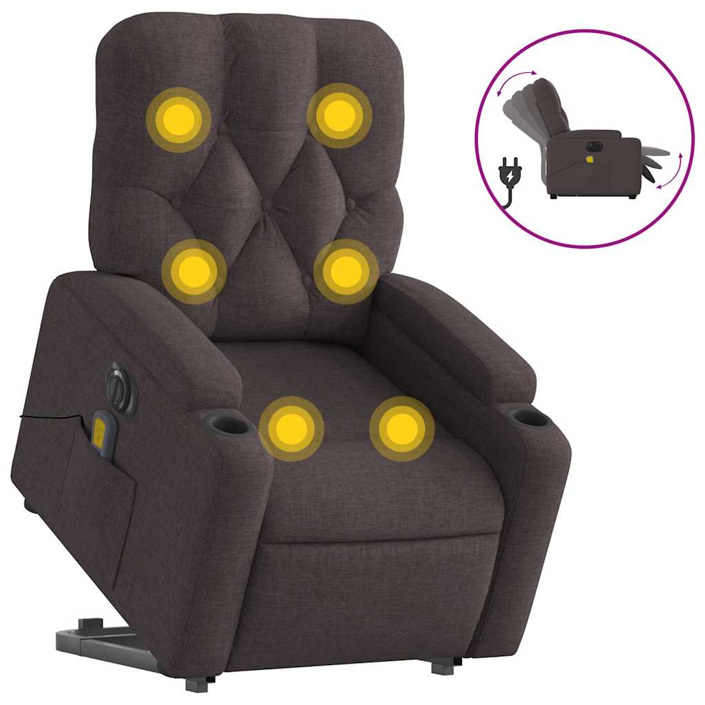 Fauteuil inclinable de massage électrique Marron foncé Tissu - XIOS