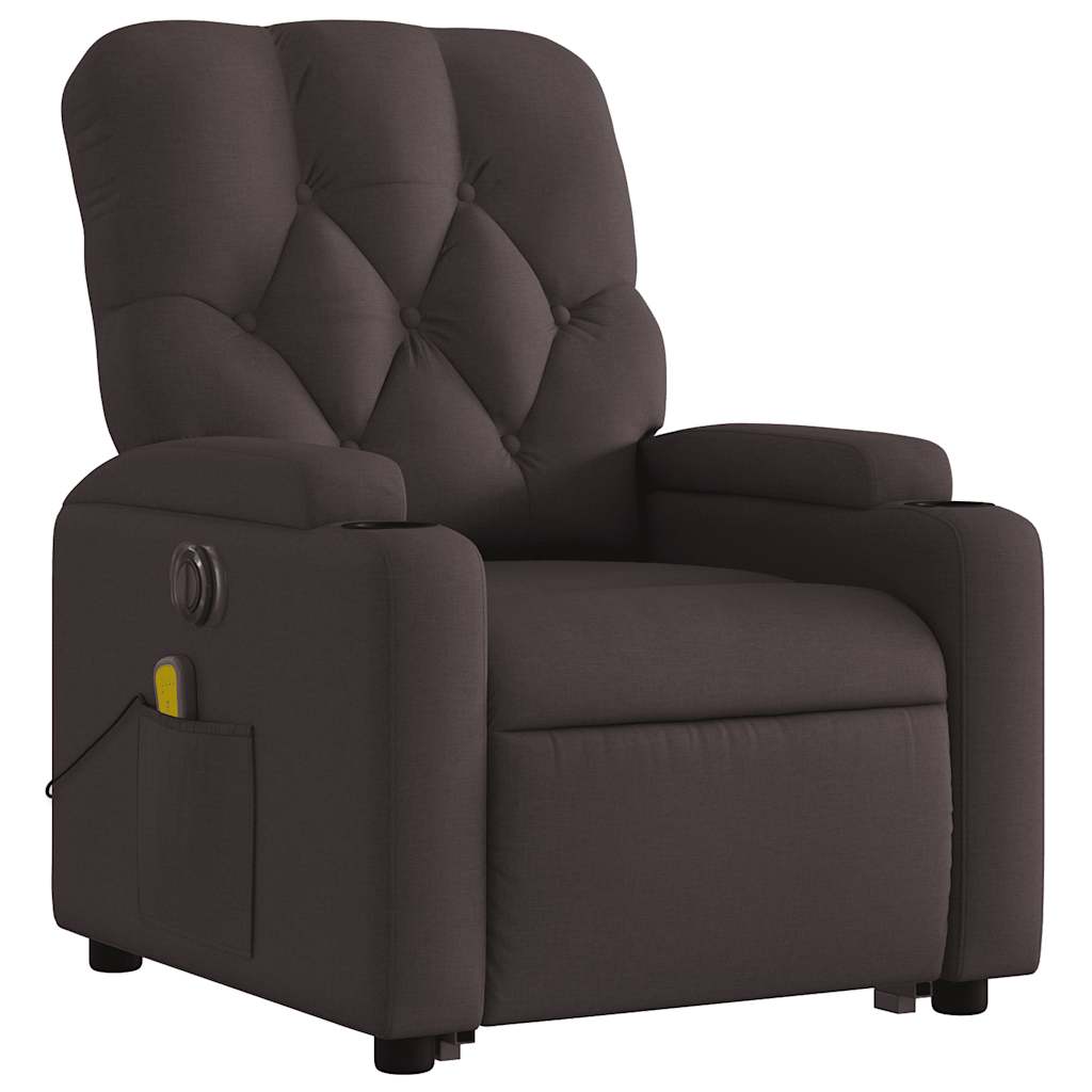 Fauteuil inclinable de massage électrique Marron foncé Tissu - XIOS