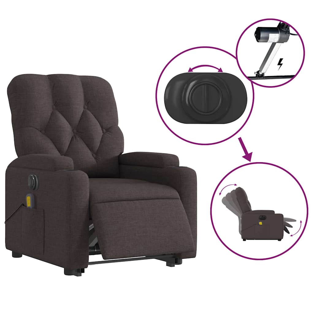 Fauteuil inclinable de massage électrique Marron foncé Tissu - XIOS