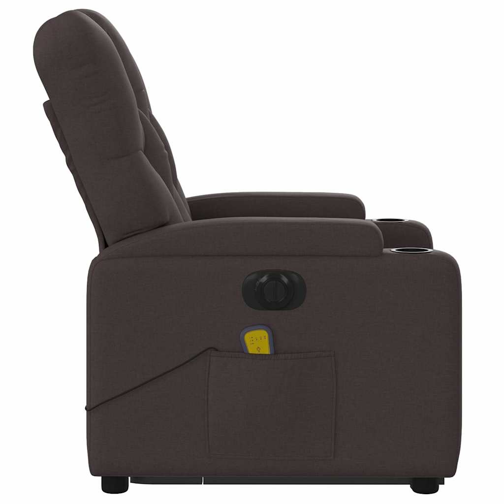 Fauteuil inclinable de massage électrique Marron foncé Tissu - XIOS