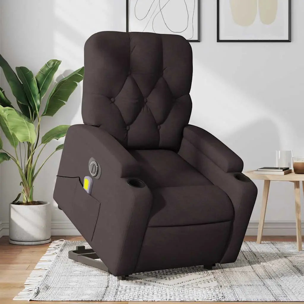 Fauteuil inclinable de massage électrique Marron foncé Tissu - XIOS
