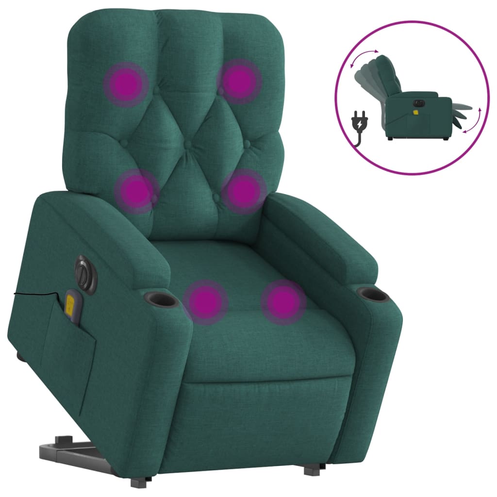 Fauteuil inclinable de massage électrique Vert foncé Tissu - XIOS