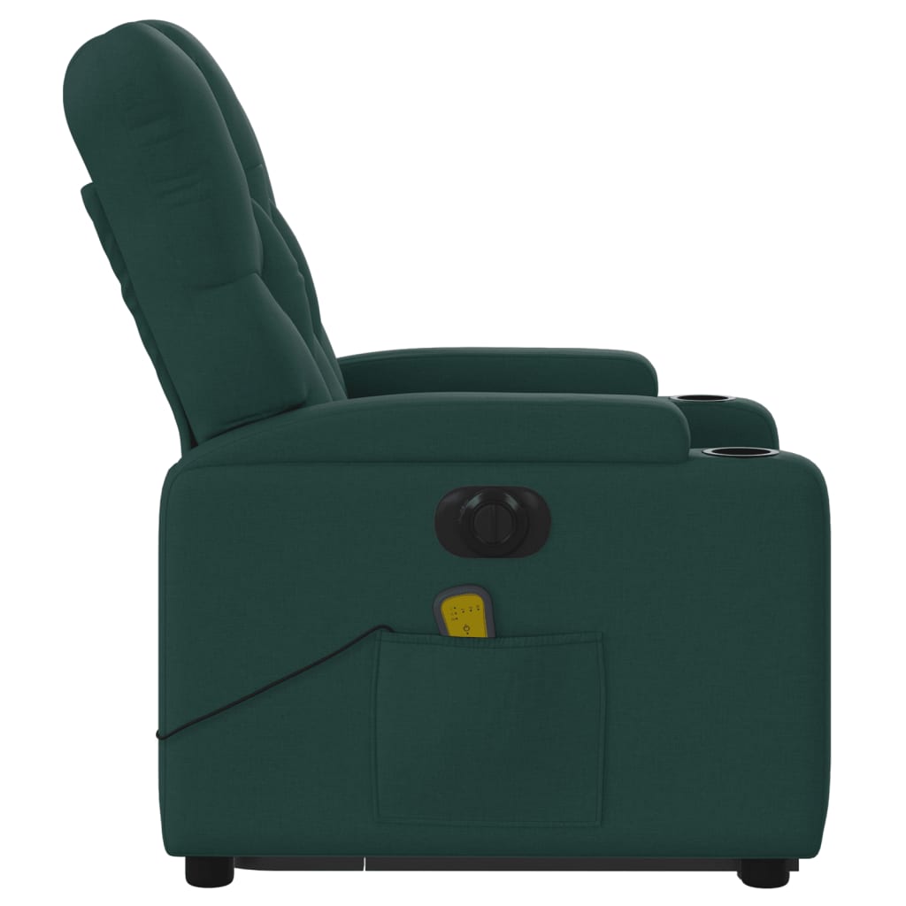 Fauteuil inclinable de massage électrique Vert foncé Tissu - XIOS