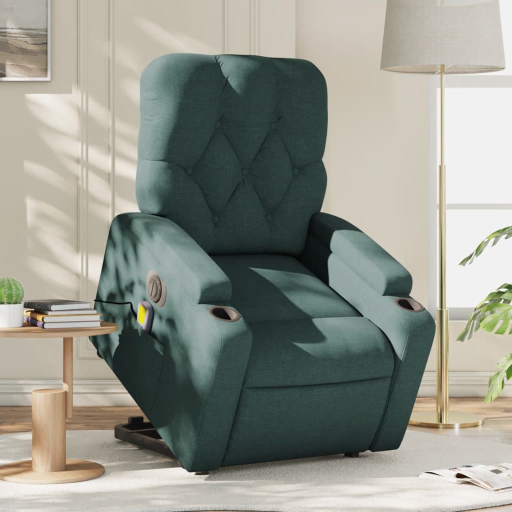 Fauteuil inclinable de massage électrique Vert foncé Tissu - XIOS