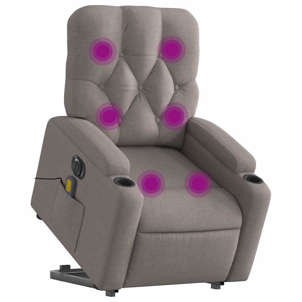 Fauteuil inclinable de massage électrique Taupe Tissu