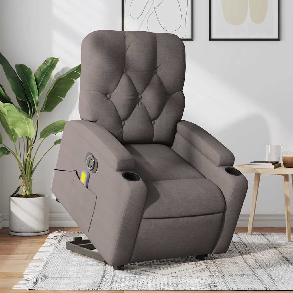 Fauteuil inclinable de massage électrique Taupe Tissu - XIOS