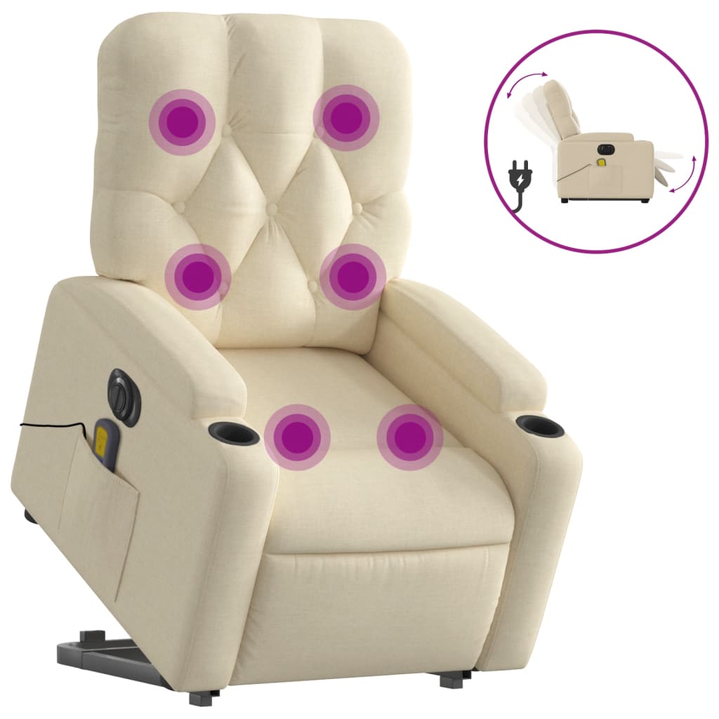 Fauteuil inclinable de massage électrique Crème Tissu - XIOS
