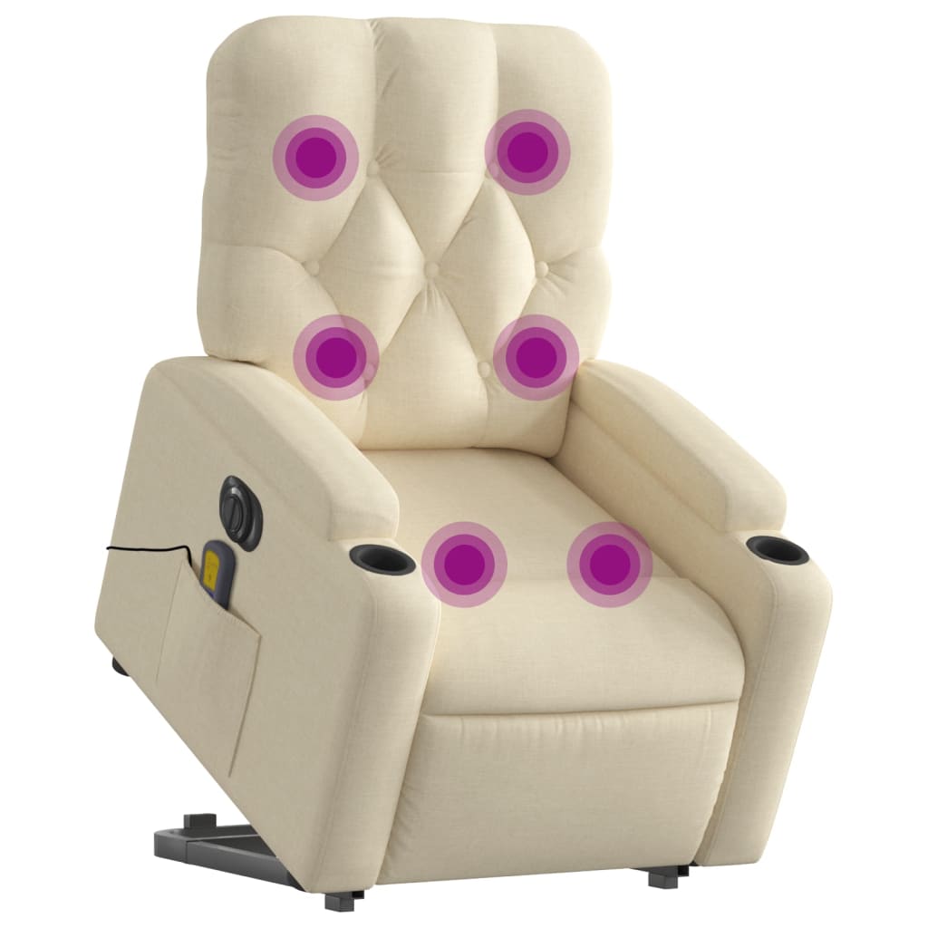 Fauteuil inclinable de massage électrique Crème Tissu - XIOS