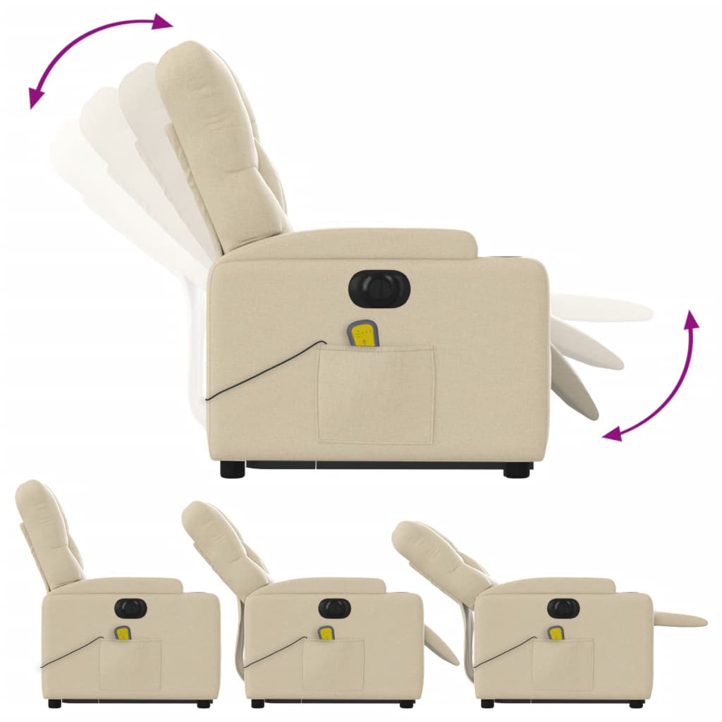 Fauteuil inclinable de massage électrique Crème Tissu
