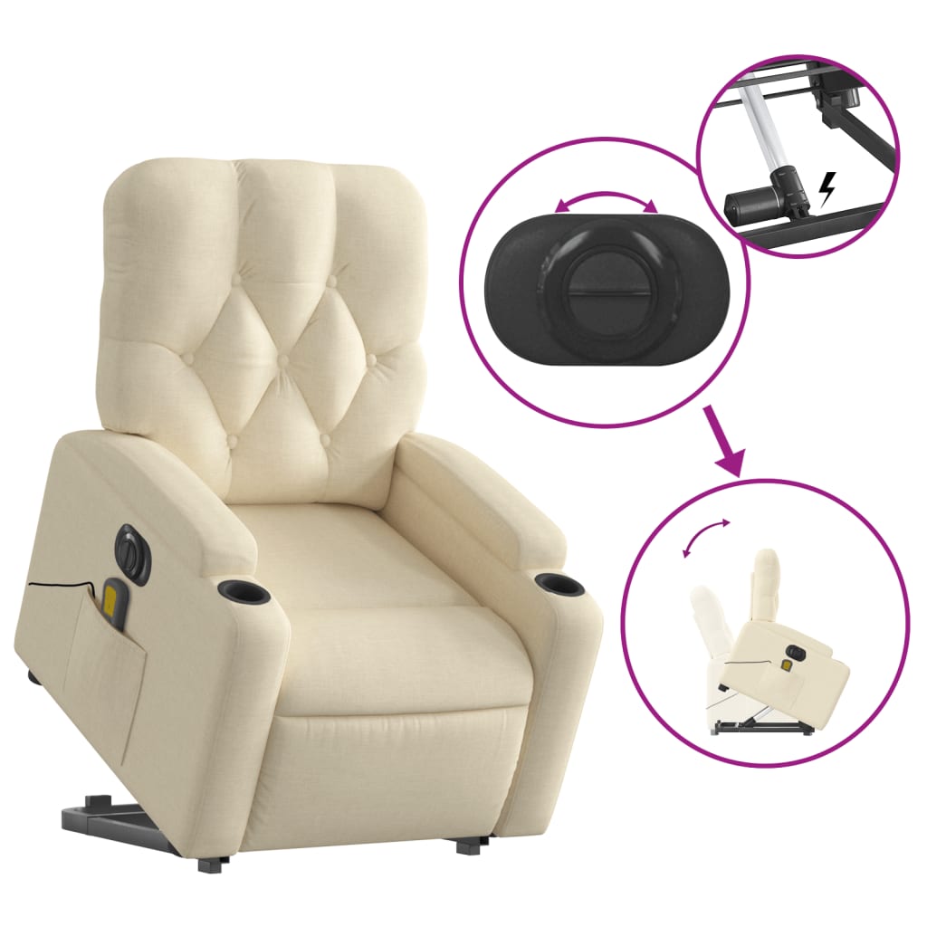 Fauteuil inclinable de massage électrique Crème Tissu - XIOS