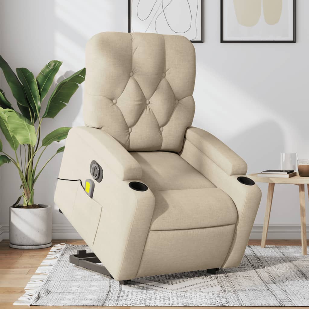 Fauteuil inclinable de massage électrique Crème Tissu - XIOS