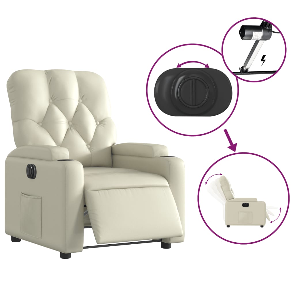 Fauteuil inclinable électrique Crème Similicuir - XIOS