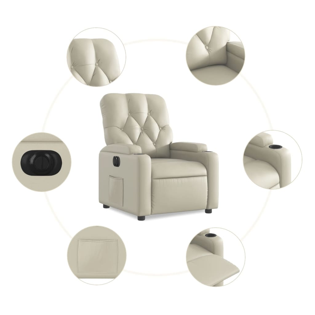 Fauteuil inclinable électrique Crème Similicuir - XIOS