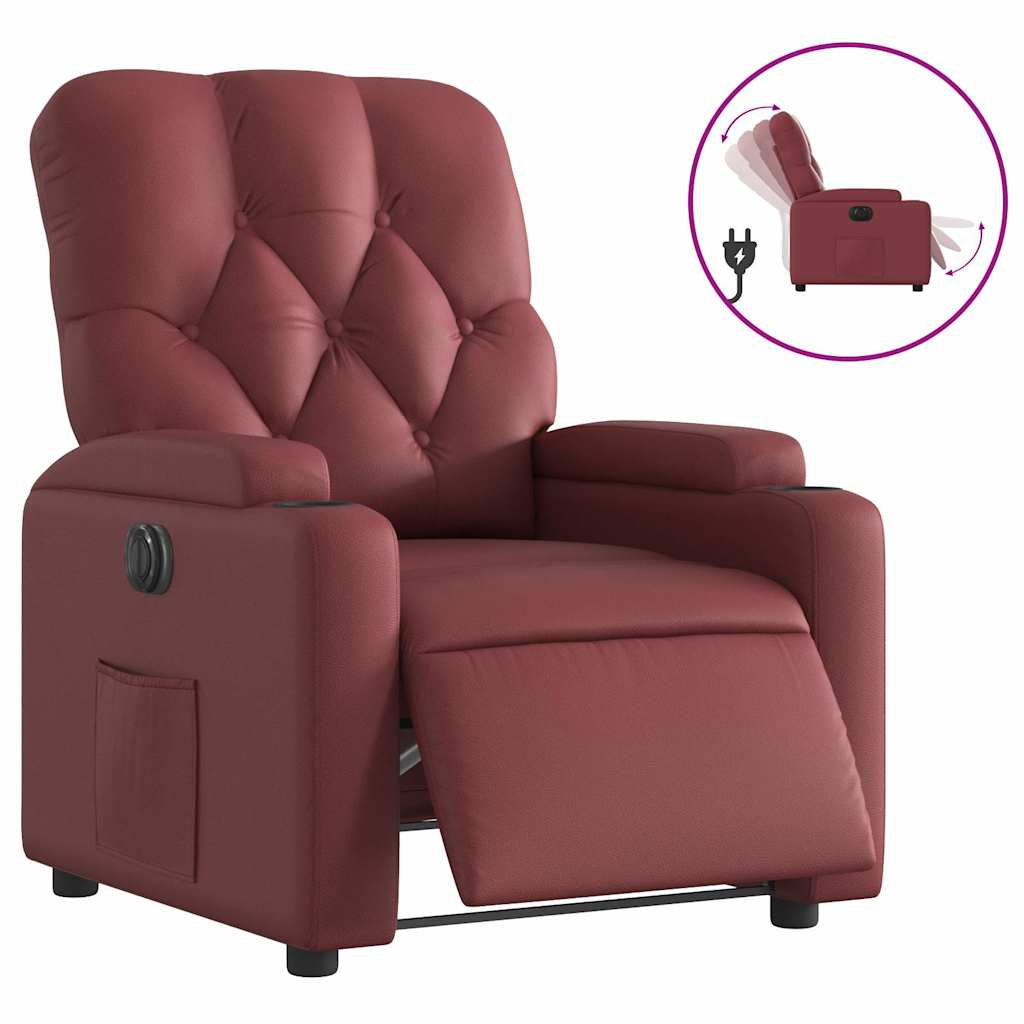 Fauteuil inclinable électrique Rouge bordeaux Similicuir - XIOS