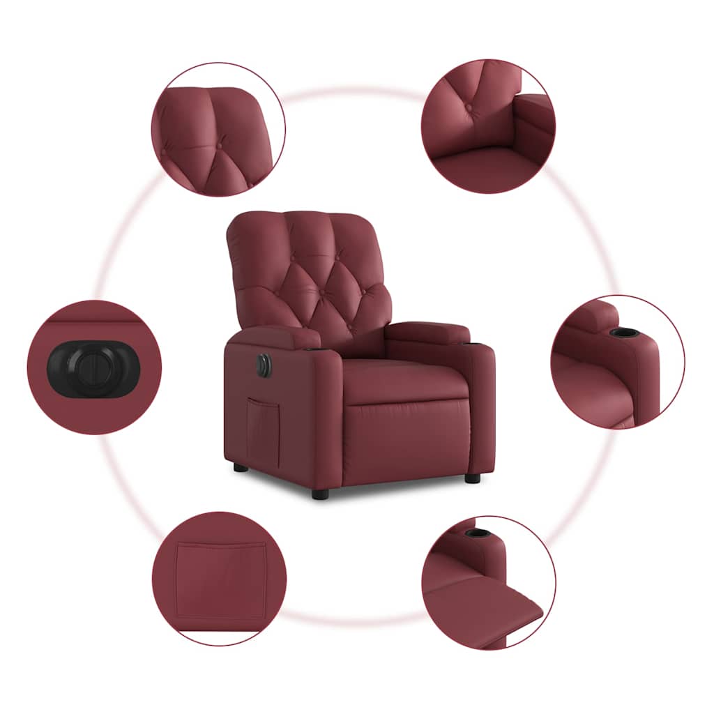 Fauteuil inclinable électrique Rouge bordeaux Similicuir - XIOS