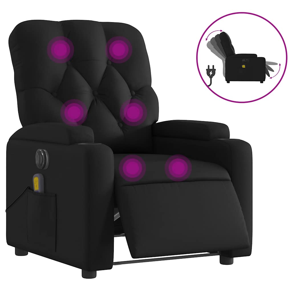Fauteuil de massage inclinable électrique noir similicuir - XIOS
