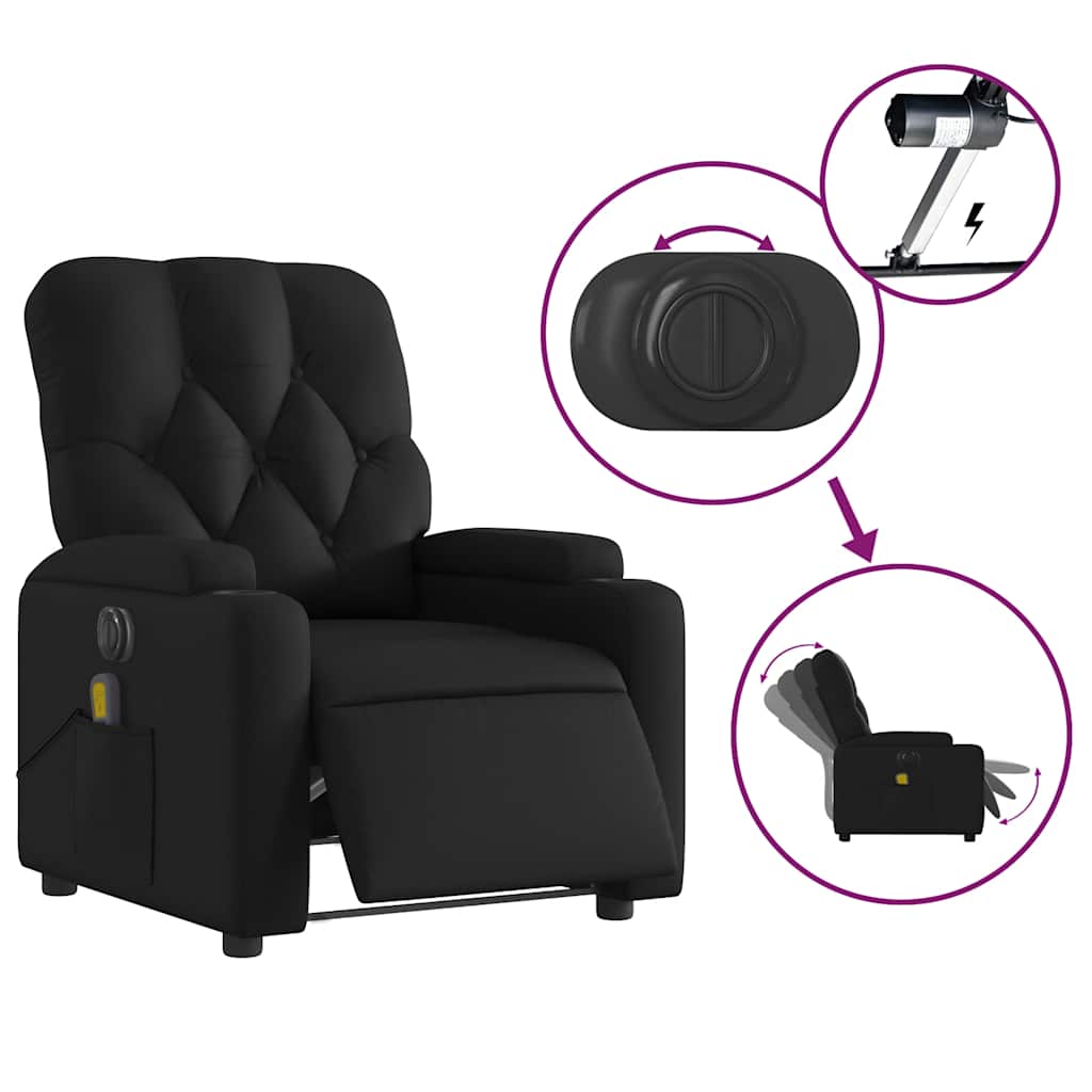 Fauteuil de massage inclinable électrique noir similicuir - XIOS