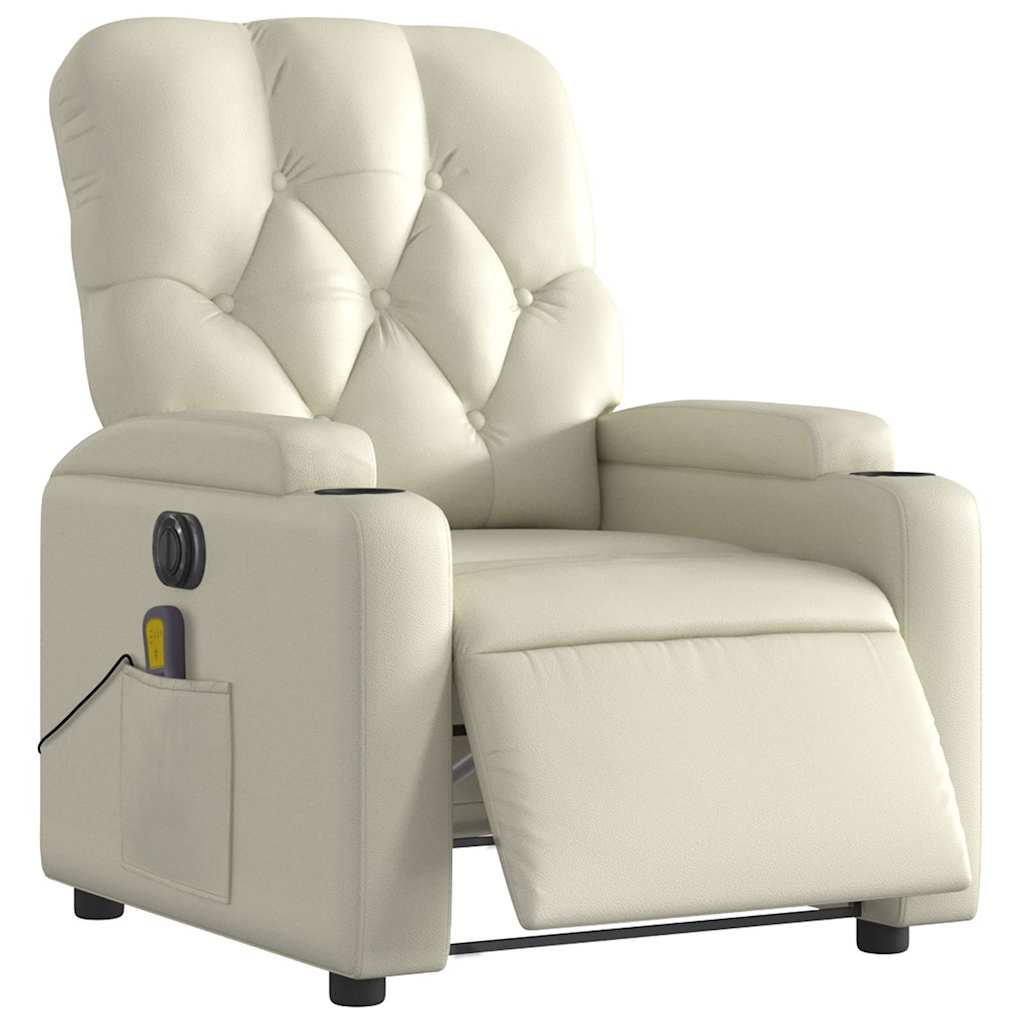 Fauteuil de massage inclinable électrique crème similicuir - XIOS