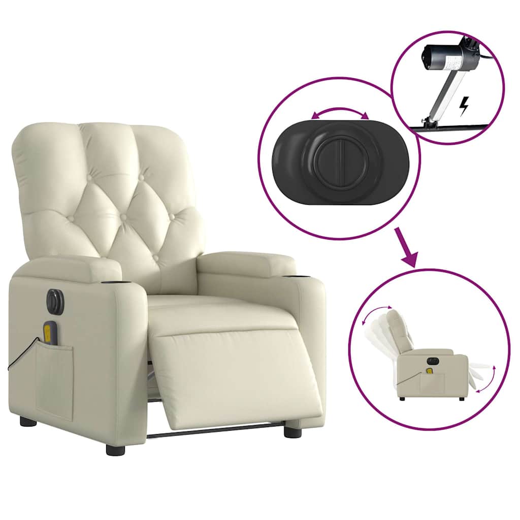 Fauteuil de massage inclinable électrique crème similicuir - XIOS