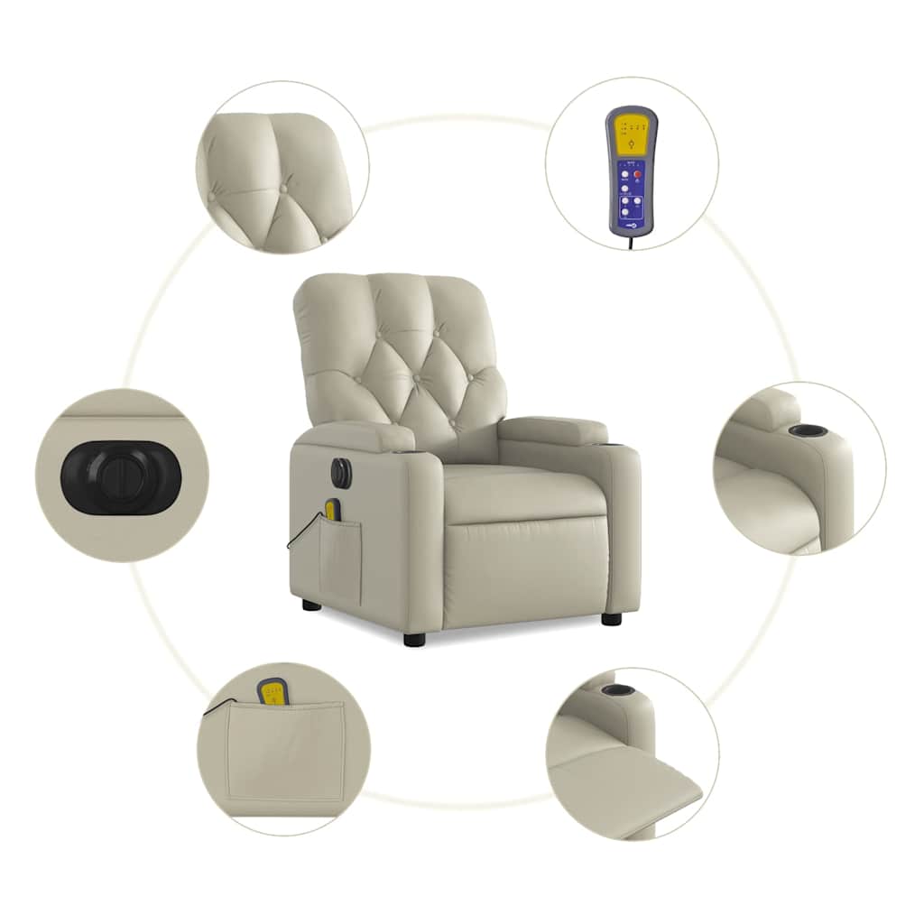Fauteuil de massage inclinable électrique crème similicuir - XIOS