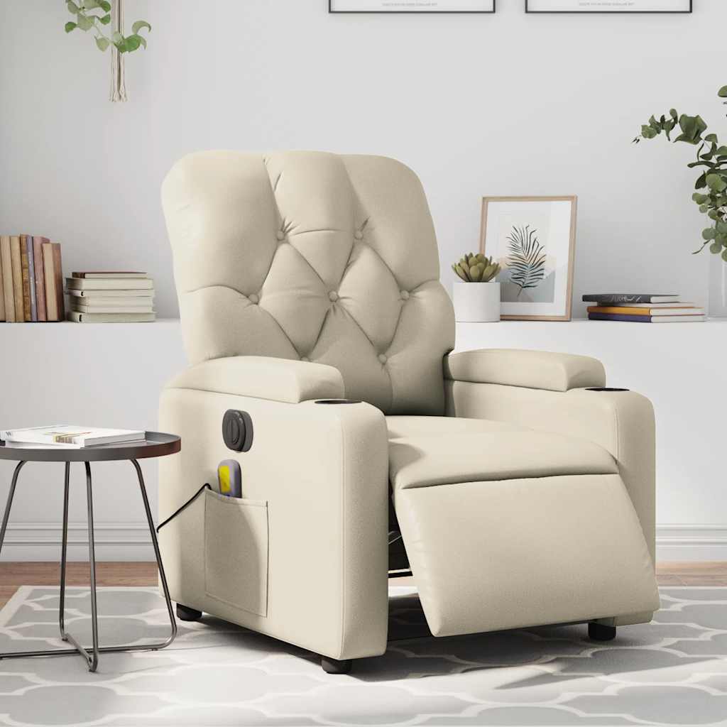 Fauteuil de massage inclinable électrique crème similicuir - XIOS