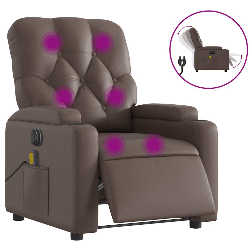 Fauteuil de massage inclinable électrique marron similicuir - XIOS