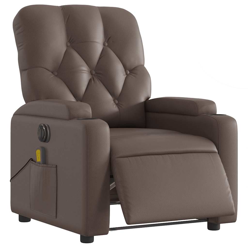 Fauteuil de massage inclinable électrique marron similicuir