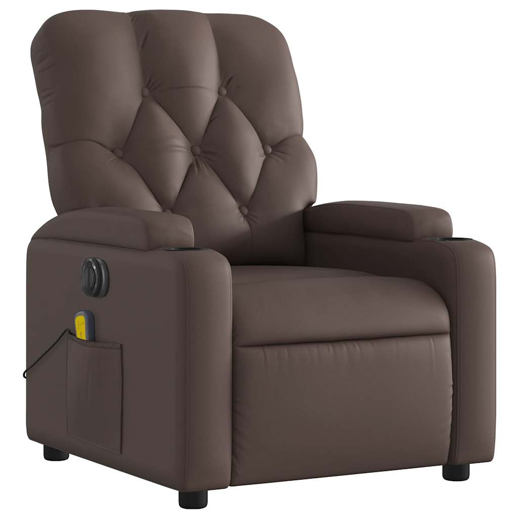 Fauteuil de massage inclinable électrique marron similicuir