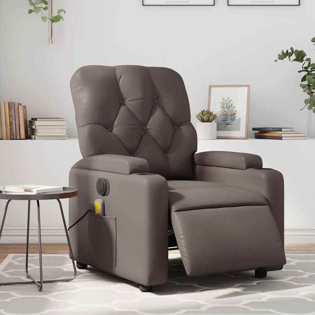 Fauteuil de massage inclinable électrique marron similicuir - XIOS