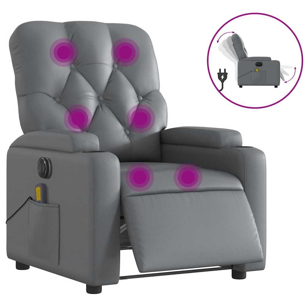 Fauteuil de massage inclinable électrique gris similicuir - XIOS