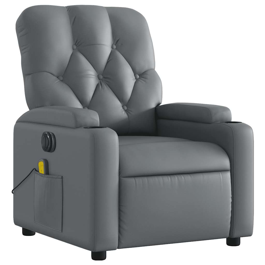 Fauteuil de massage inclinable électrique gris similicuir - XIOS