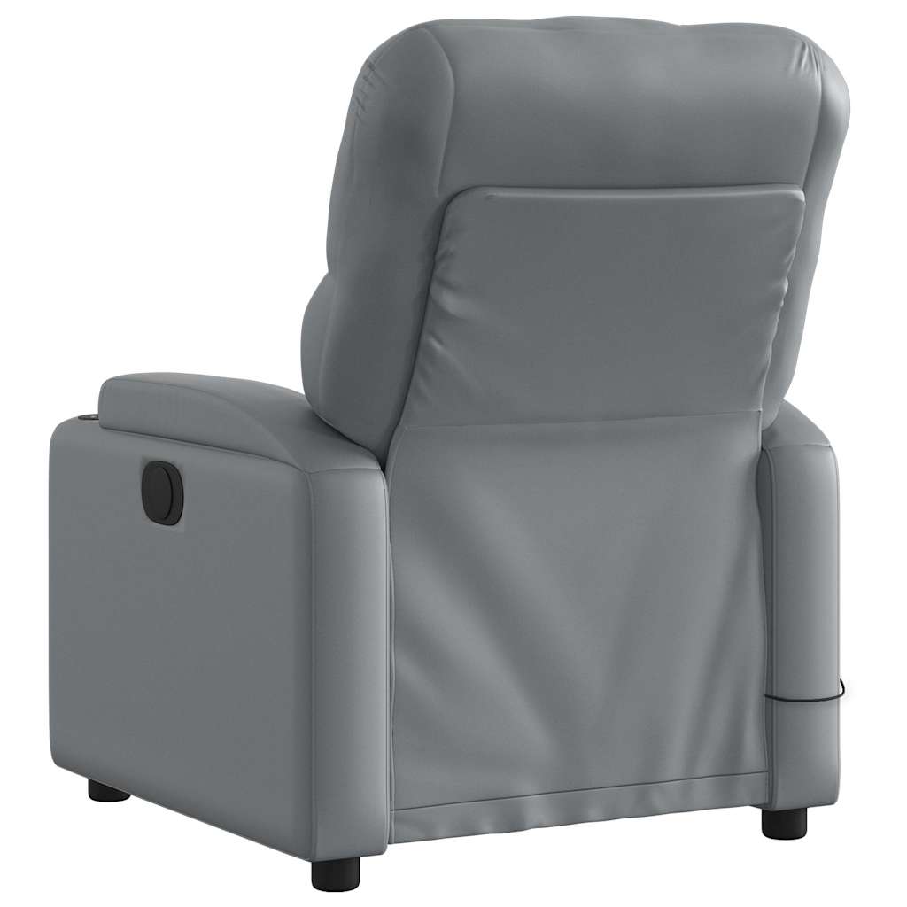 Fauteuil de massage inclinable électrique gris similicuir - XIOS