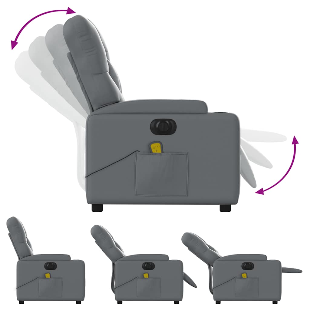 Fauteuil de massage inclinable électrique gris similicuir - XIOS