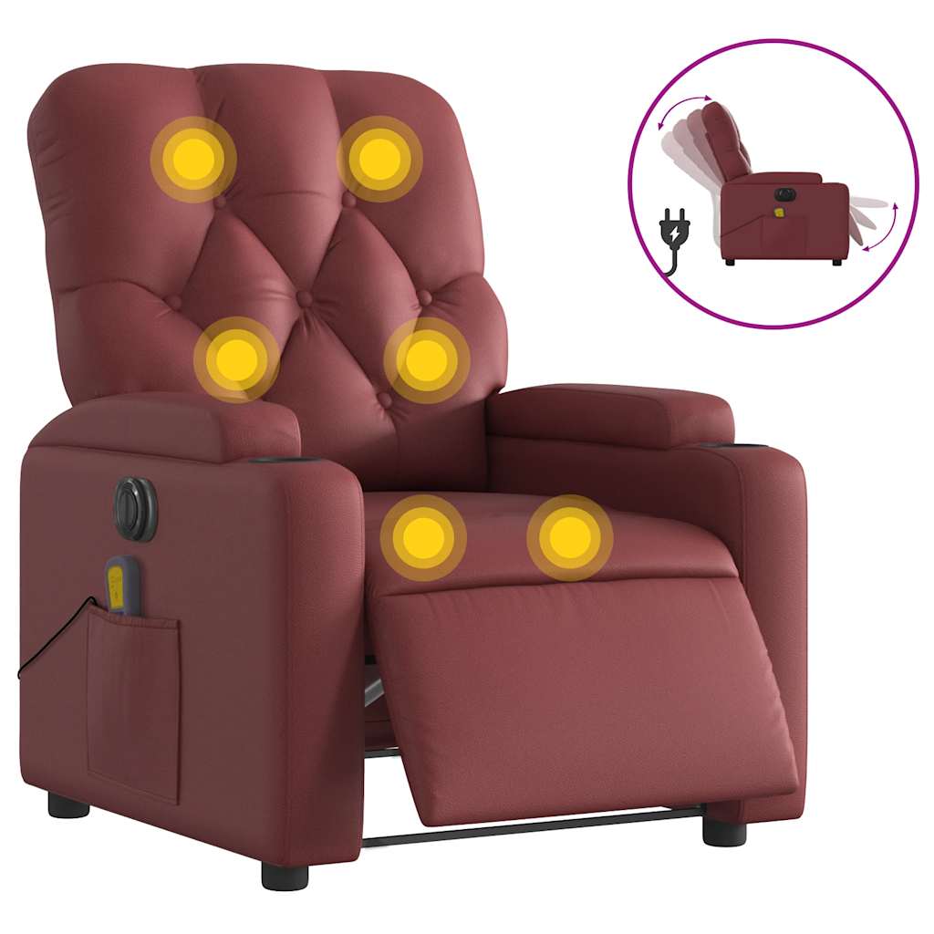 Fauteuil de massage inclinable électrique rouge bordeaux - XIOS